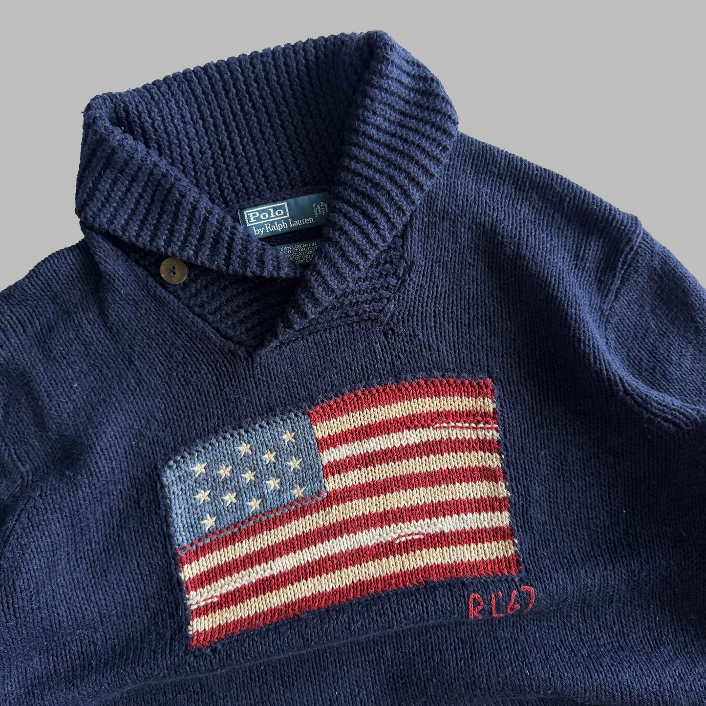 90s Polo Ralph Lauren Funnel Neck Flag Knit - L