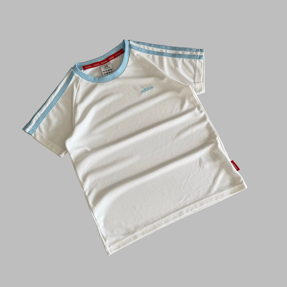 Y2K Adidas Three Stripe Lightweight Baby Tee - M