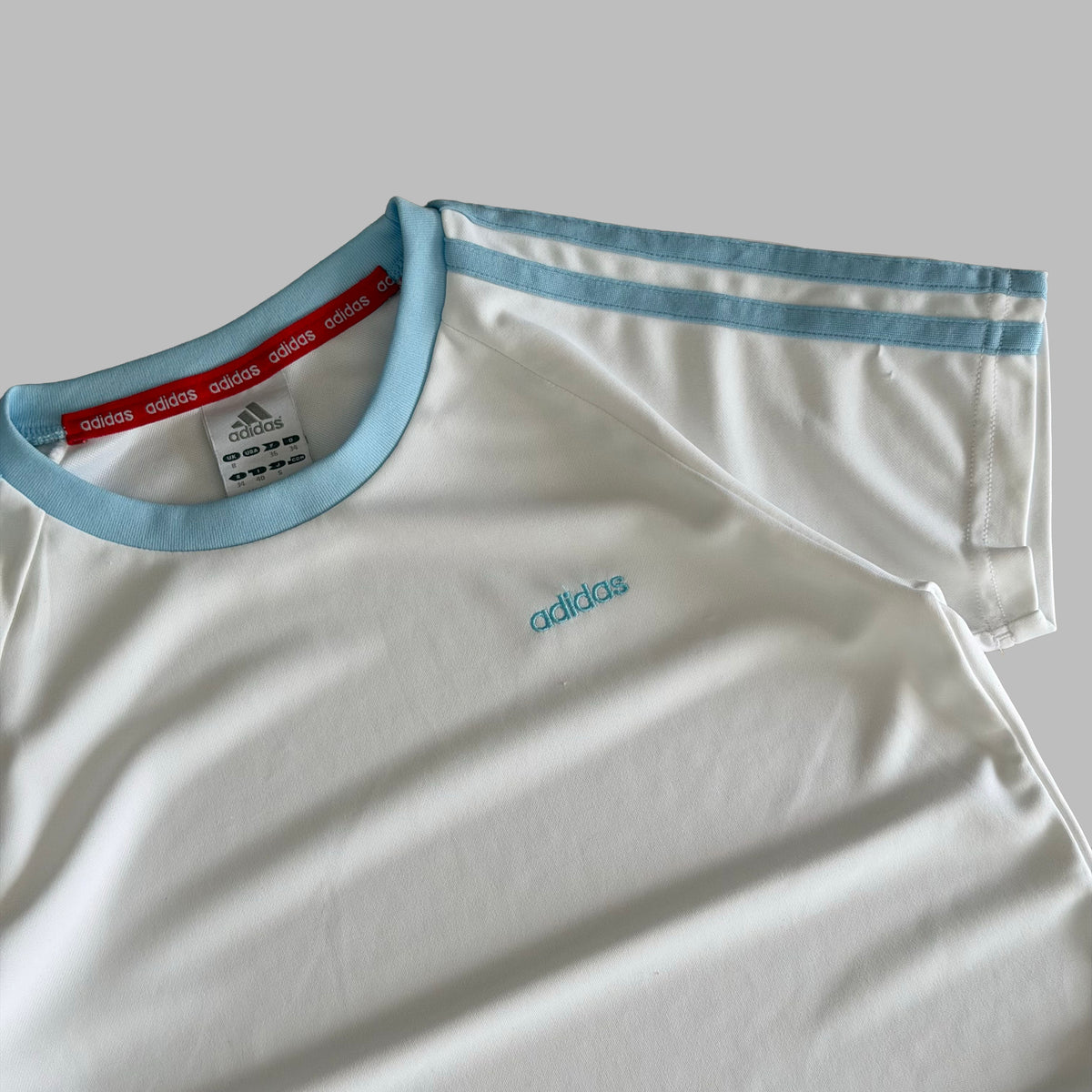 Y2K Adidas Three Stripe Lightweight Baby Tee - M