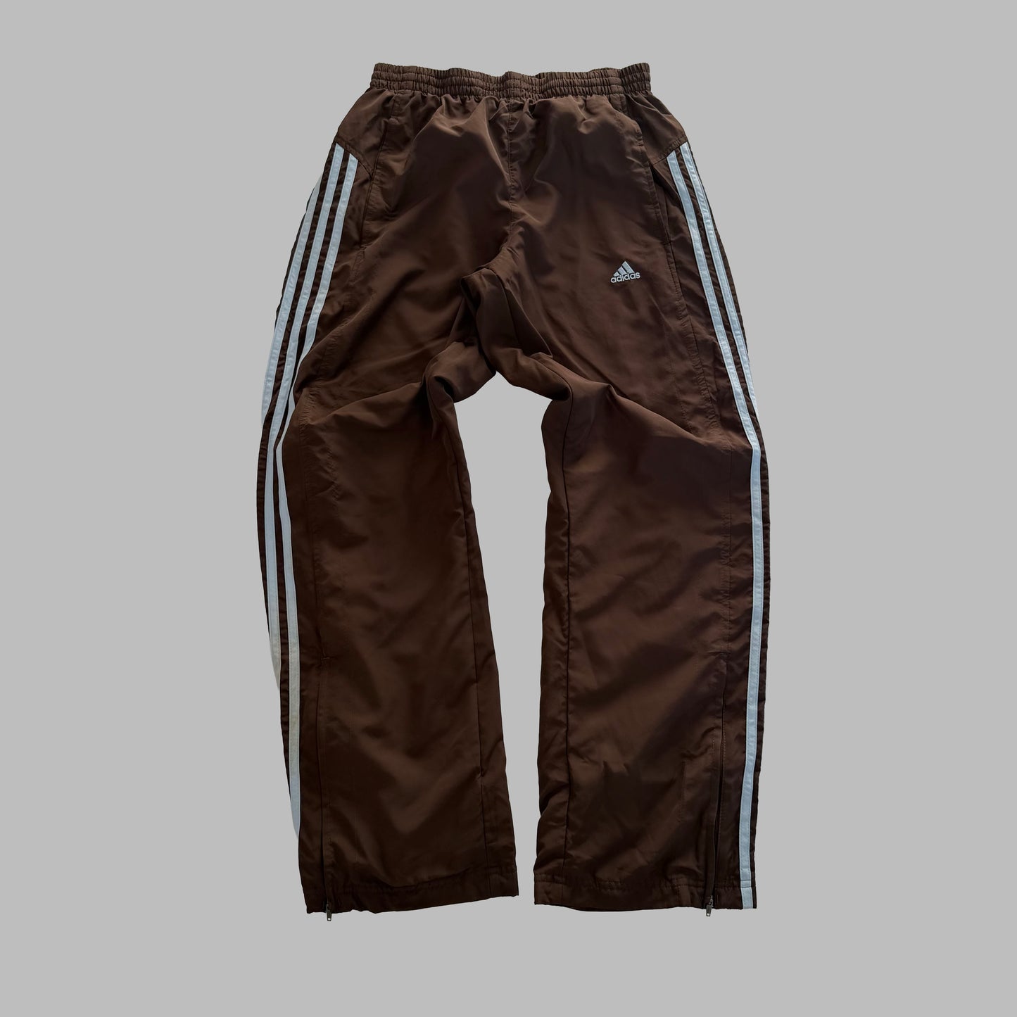 Y2K Adidas Three Stripe Wide Leg Track Pants - S