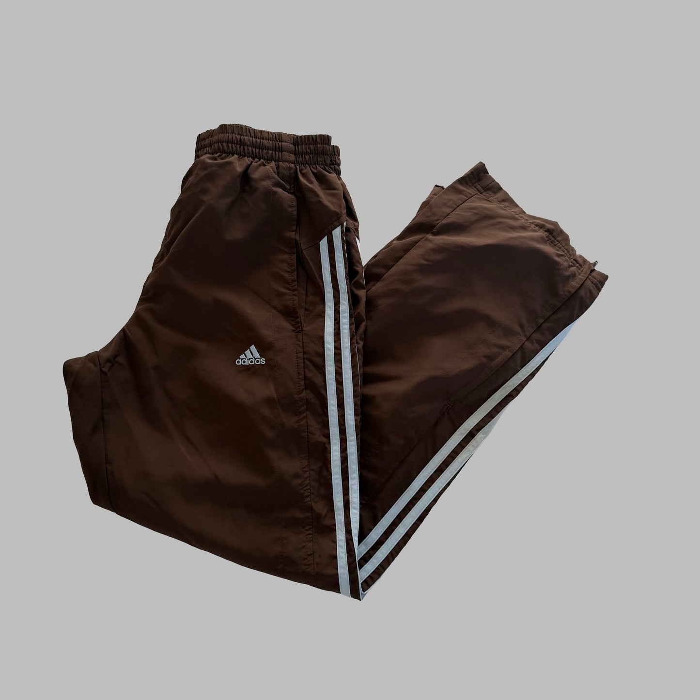 Y2K Adidas Three Stripe Wide Leg Track Pants - S