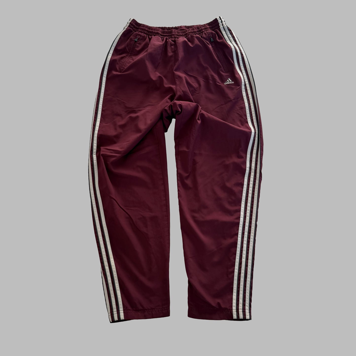 90s Adidas Three Stripe Baggy Track Pants - M