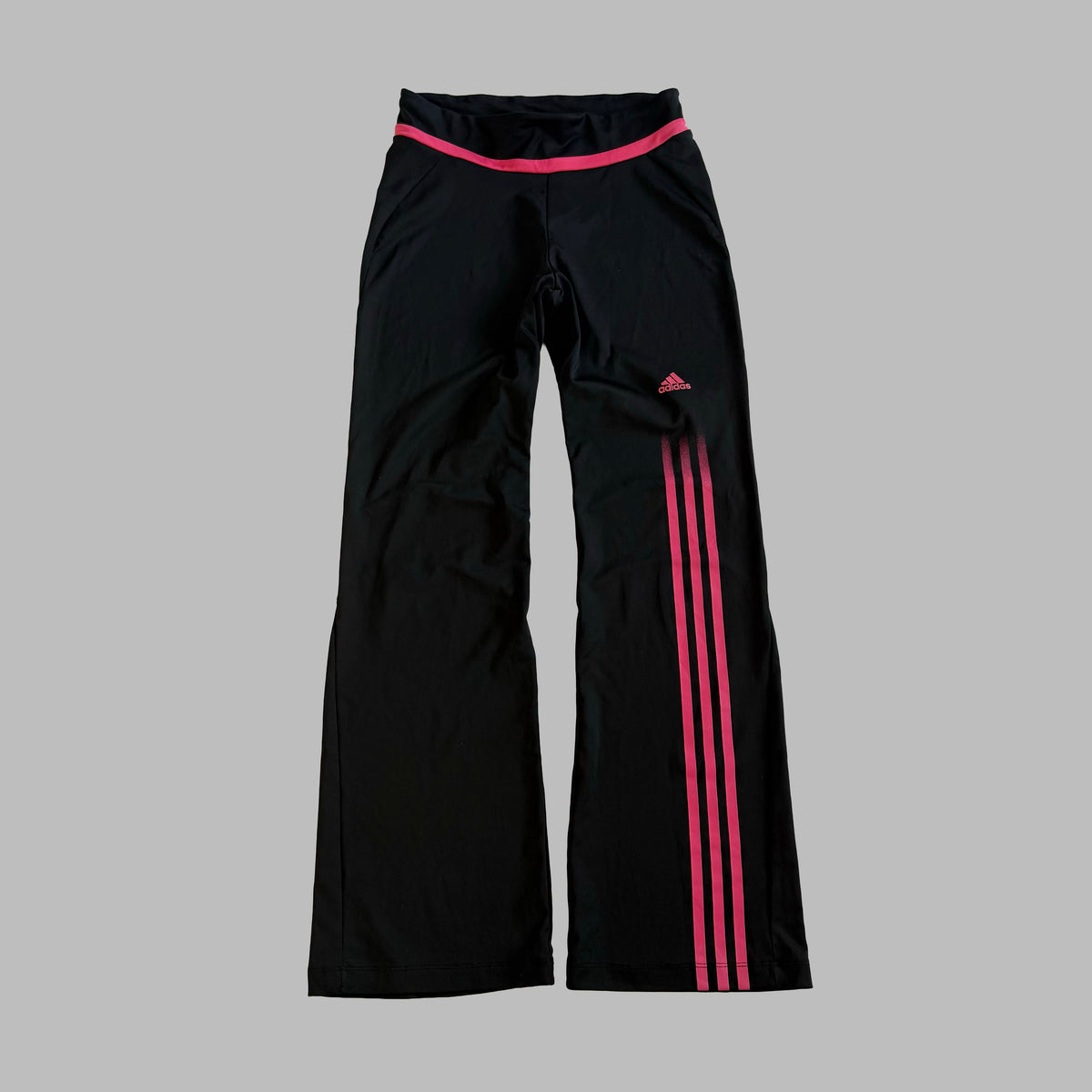 Y2K Adidas Three Stripe Wide Leg Activewear Pants - XS/S