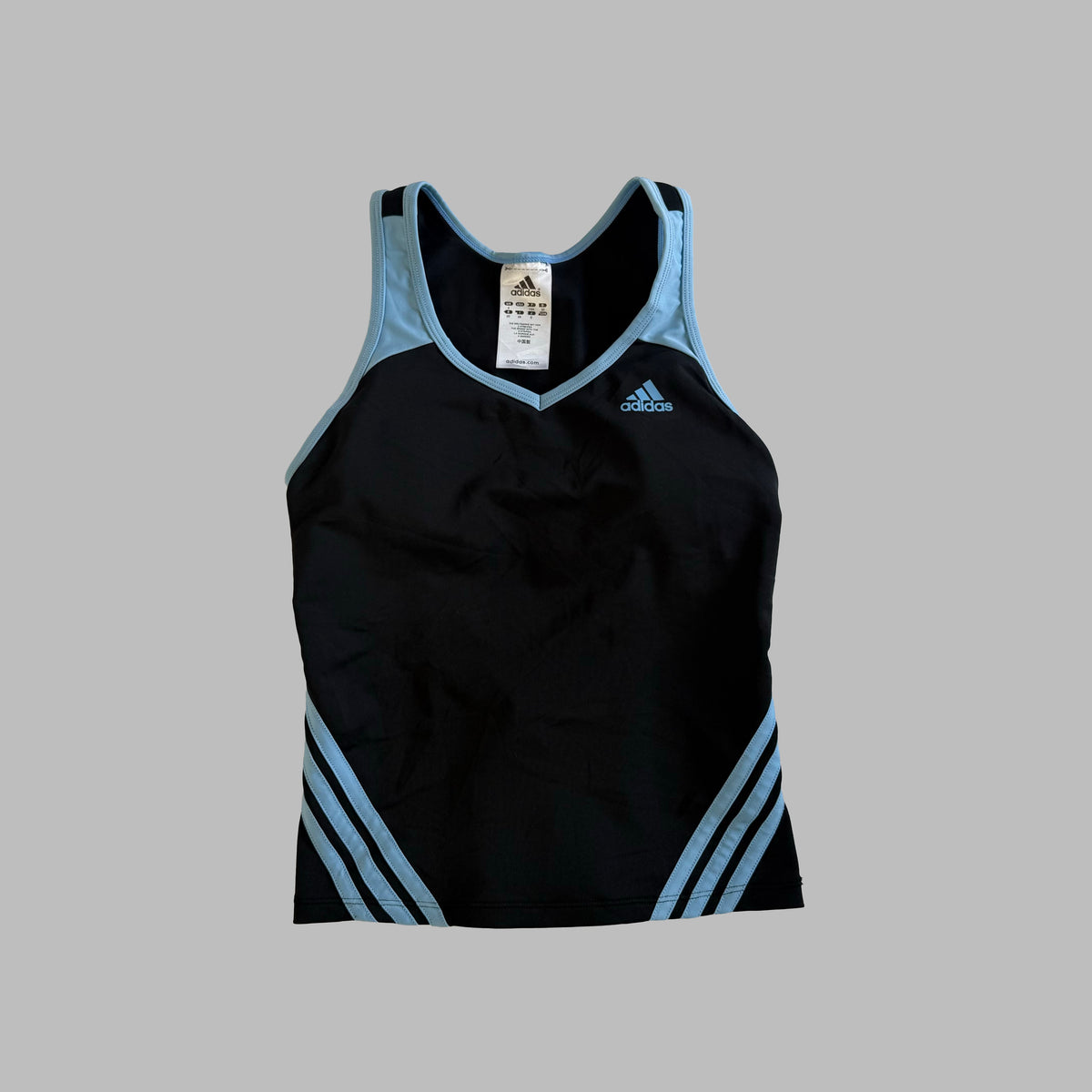 Y2K Adidas Three Striped Fitted Activewear Top - S