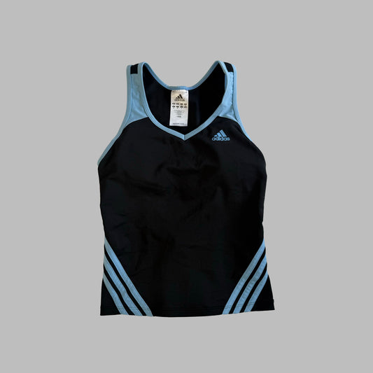 Y2K Adidas Three Striped Fitted Activewear Top - S