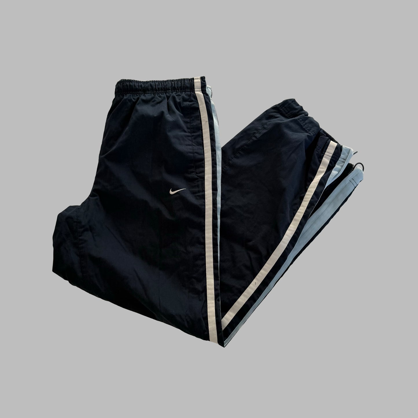 Y2K Nike Wide Leg Striped Track Pants - M