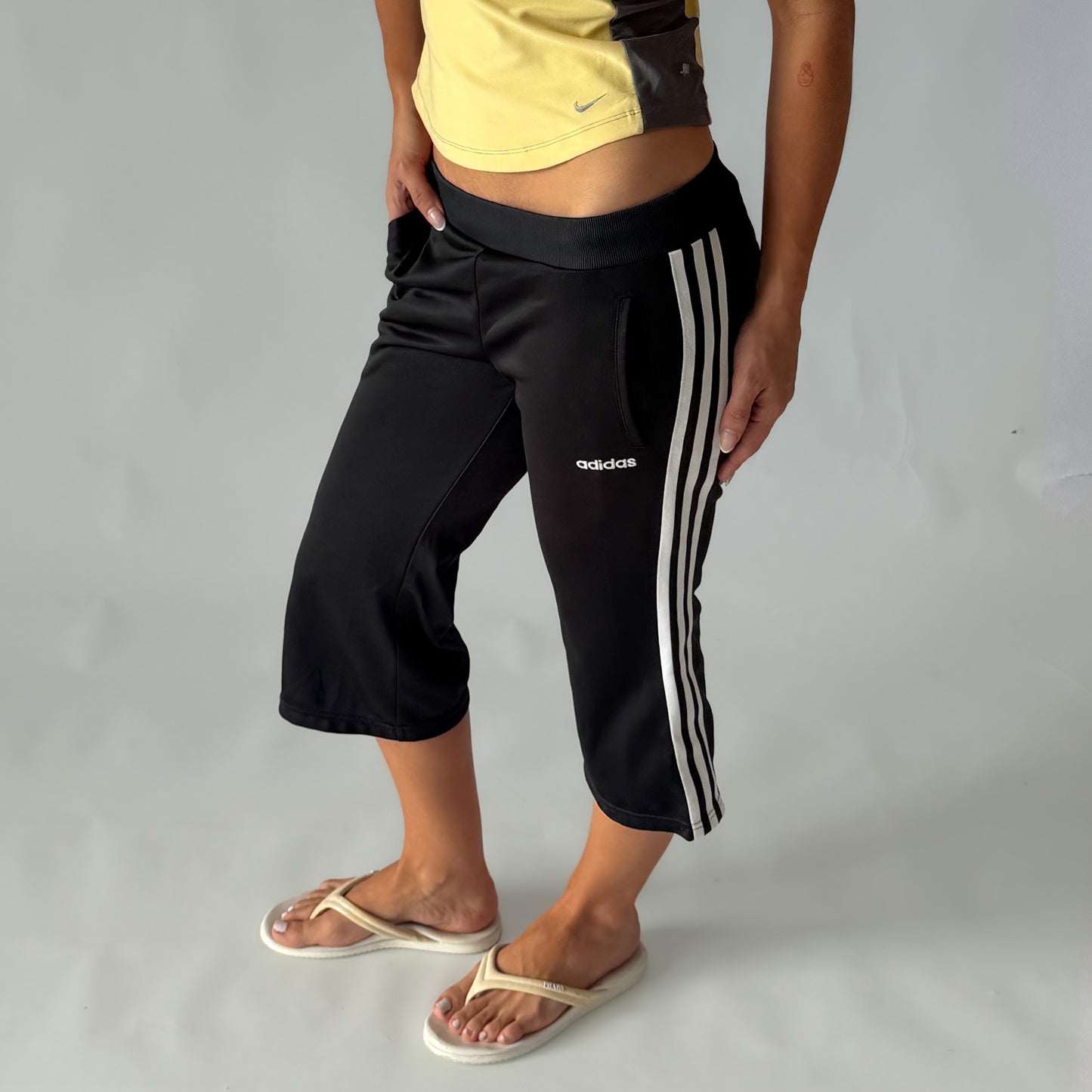 Y2K Adidas Three Stripe Capris - S
