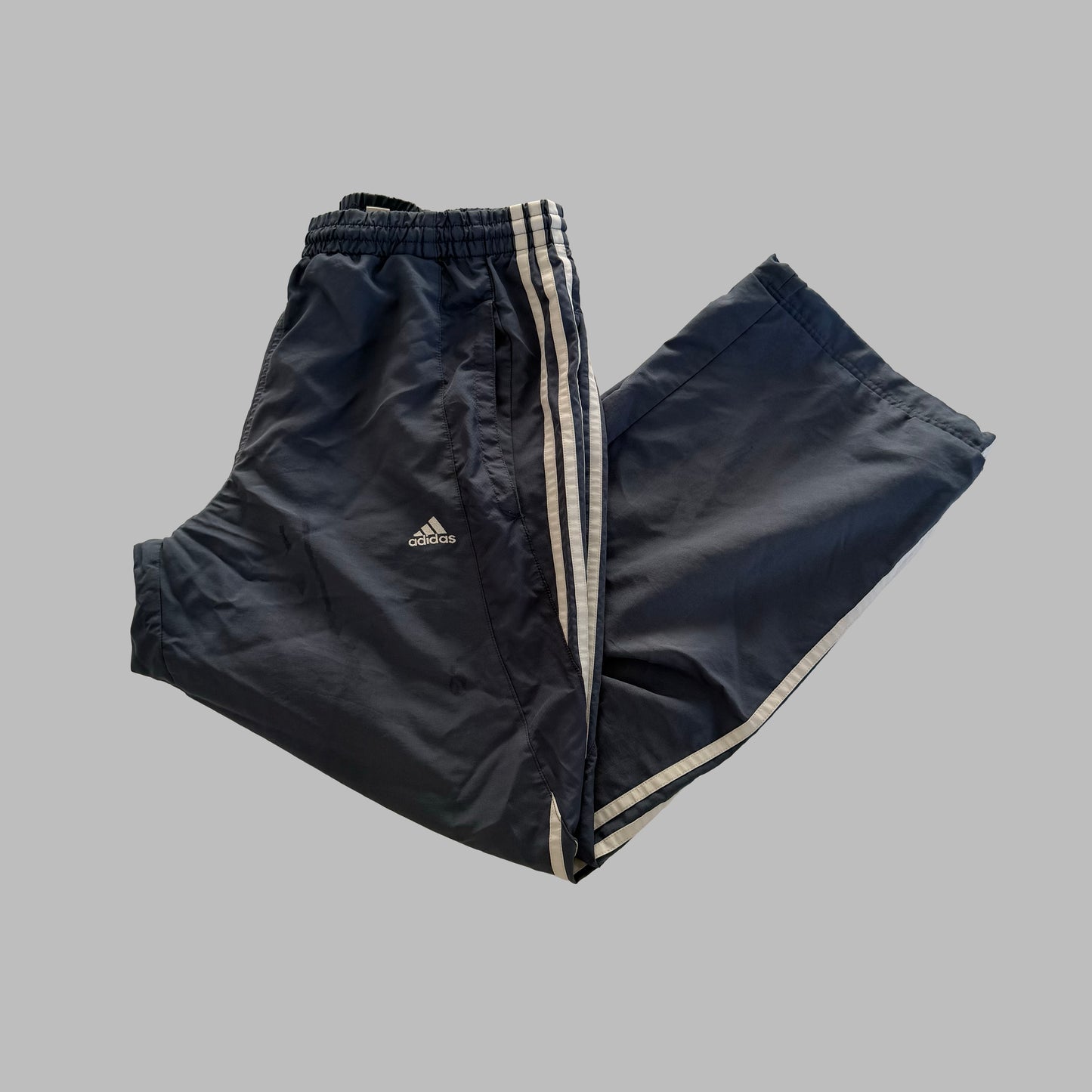 Y2K Adidas Three Stripe Wide Leg Track Pants - M