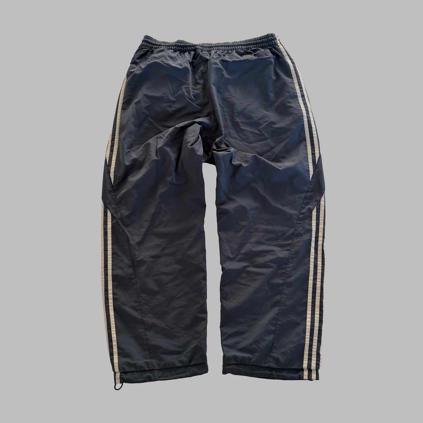 Y2K Adidas Three Stripe Wide Leg Track Pants - M