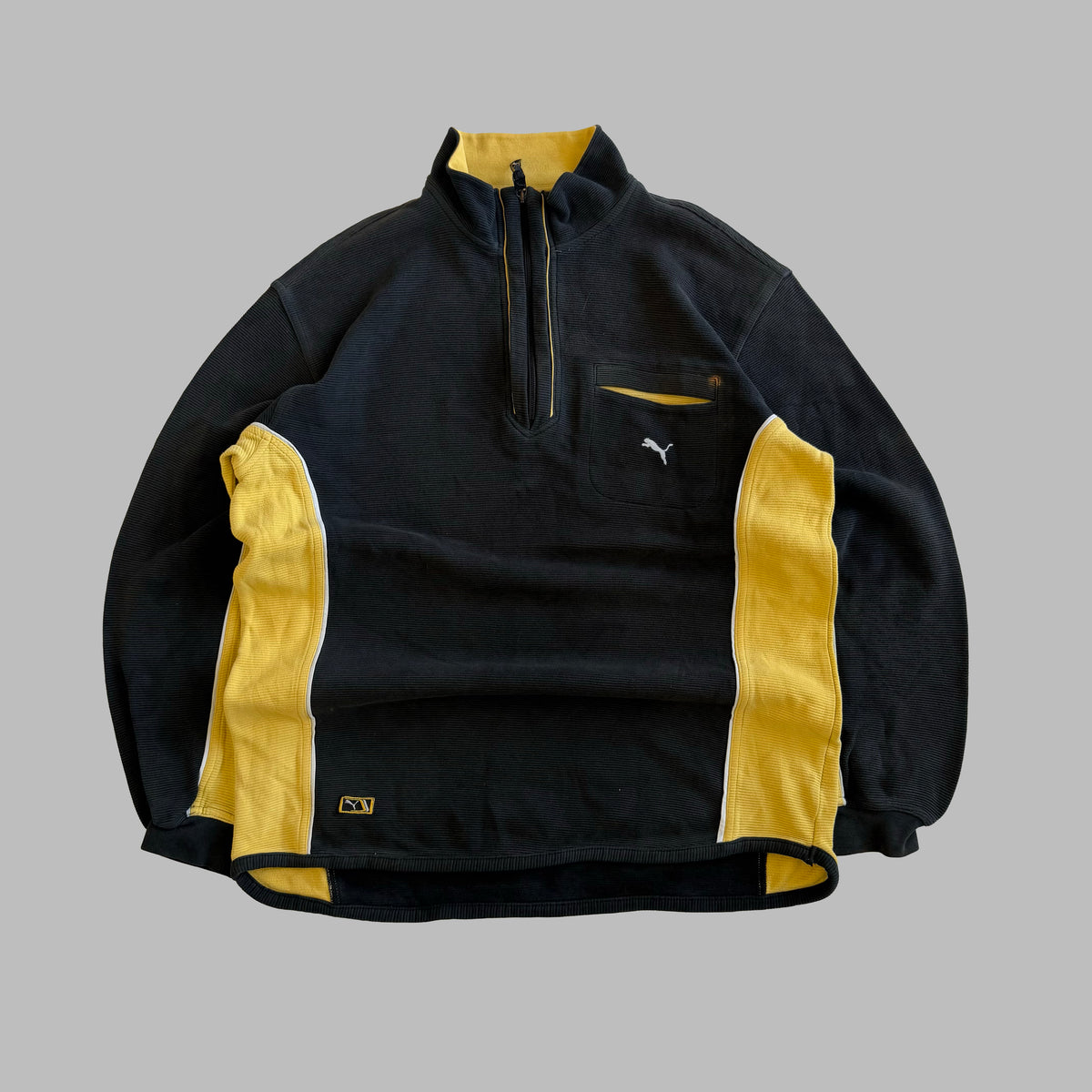 Y2K Puma Panelled Ribbed Quarter Zip - L/XL