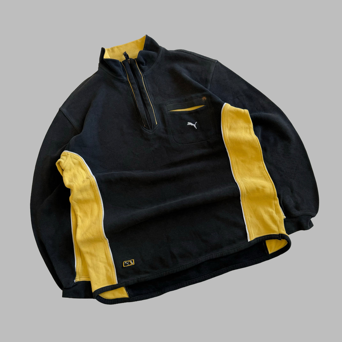 Y2K Puma Panelled Ribbed Quarter Zip - L/XL