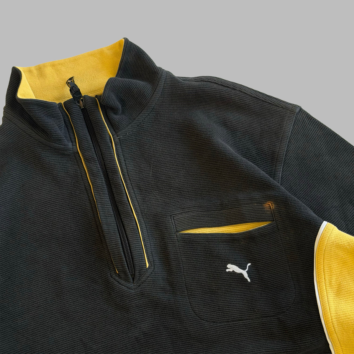 Y2K Puma Panelled Ribbed Quarter Zip - L/XL