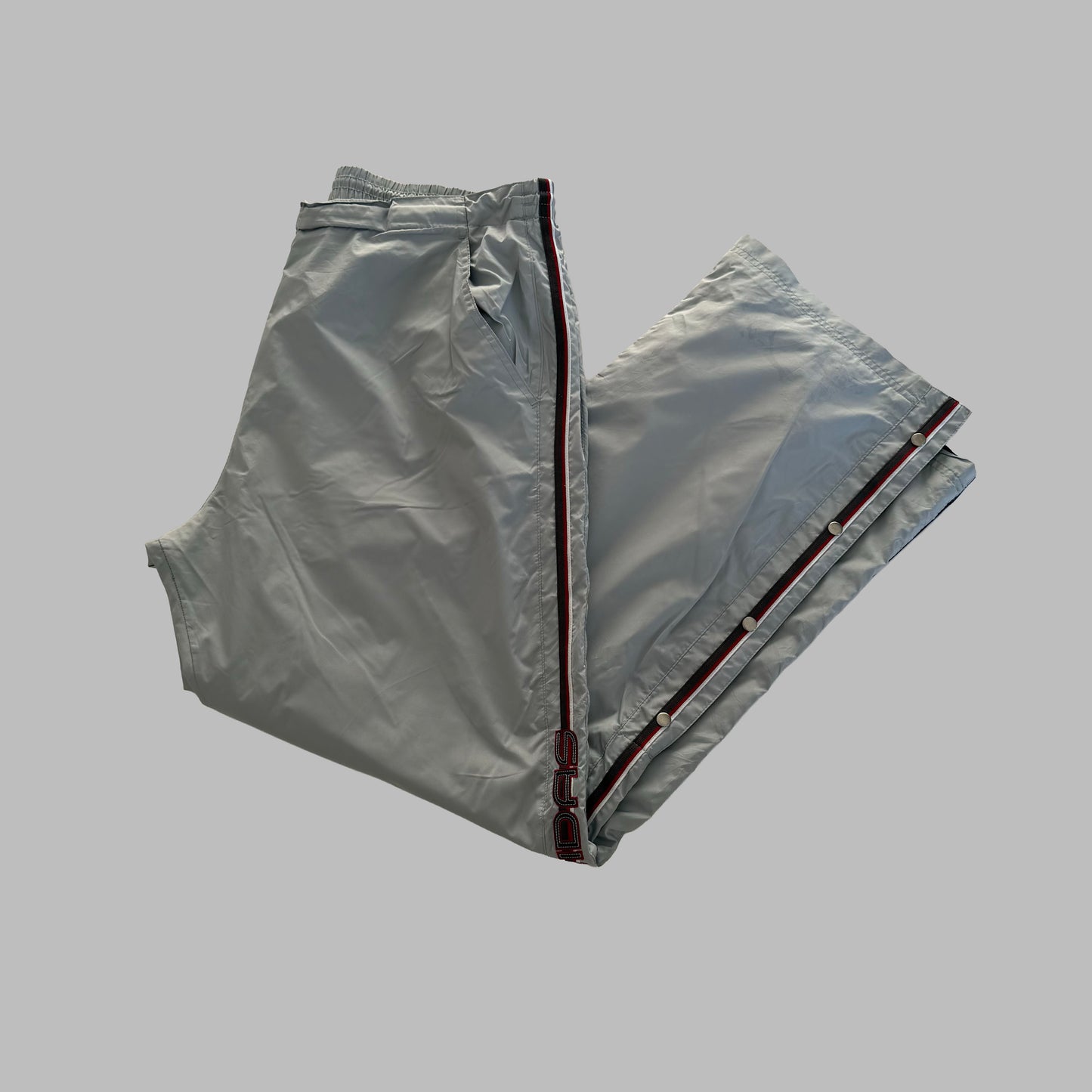 Y2K Adidas Popper Wide Leg Track Pants - L