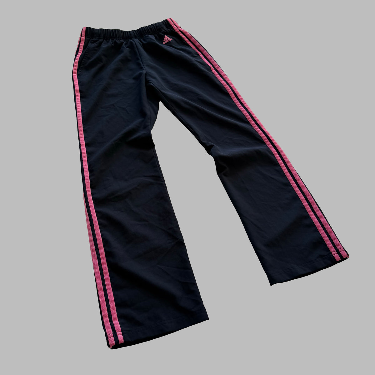 Y2K Adidas Three Stripe Straight Leg Track Pants - S