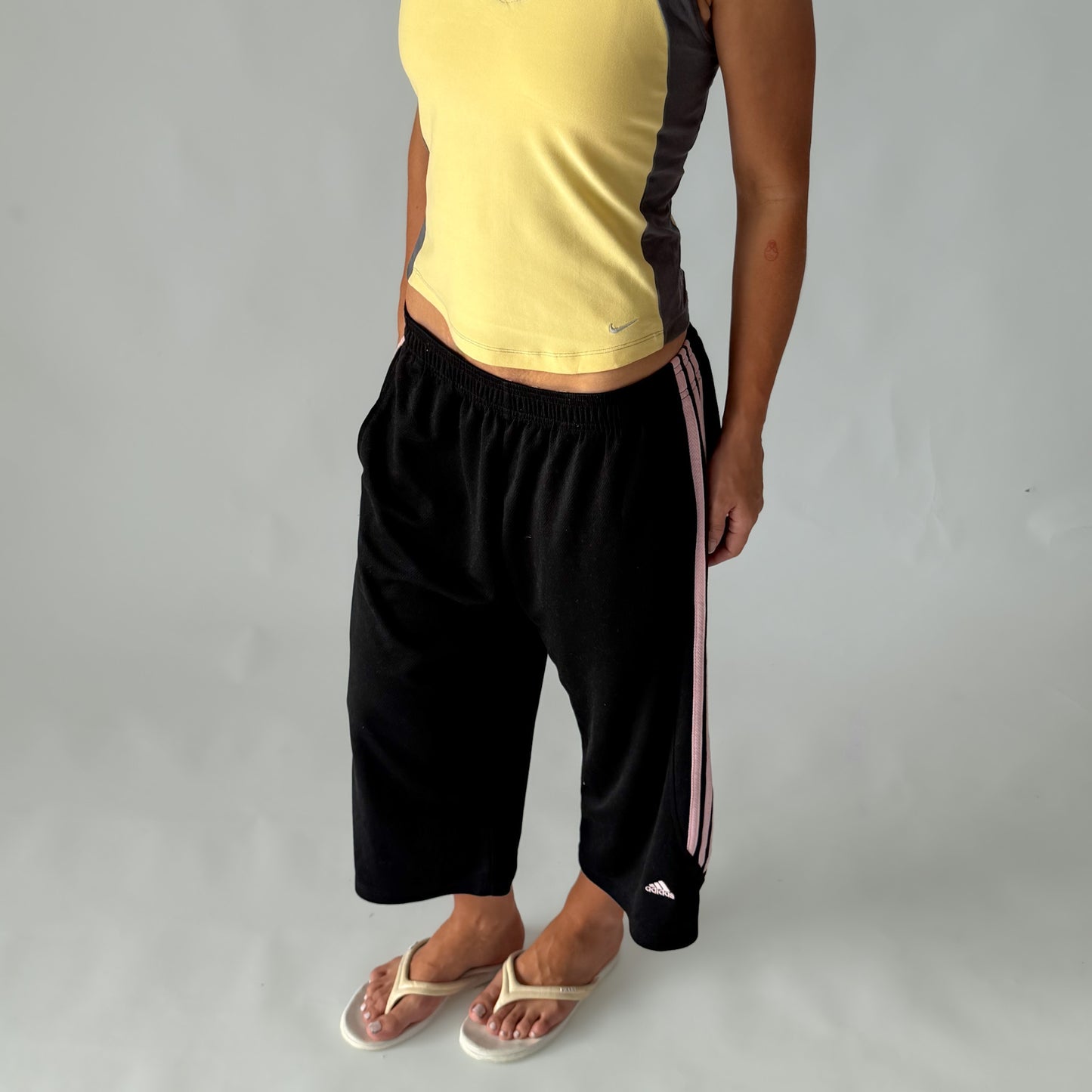 Y2K Adidas Three Stripe Capris - L