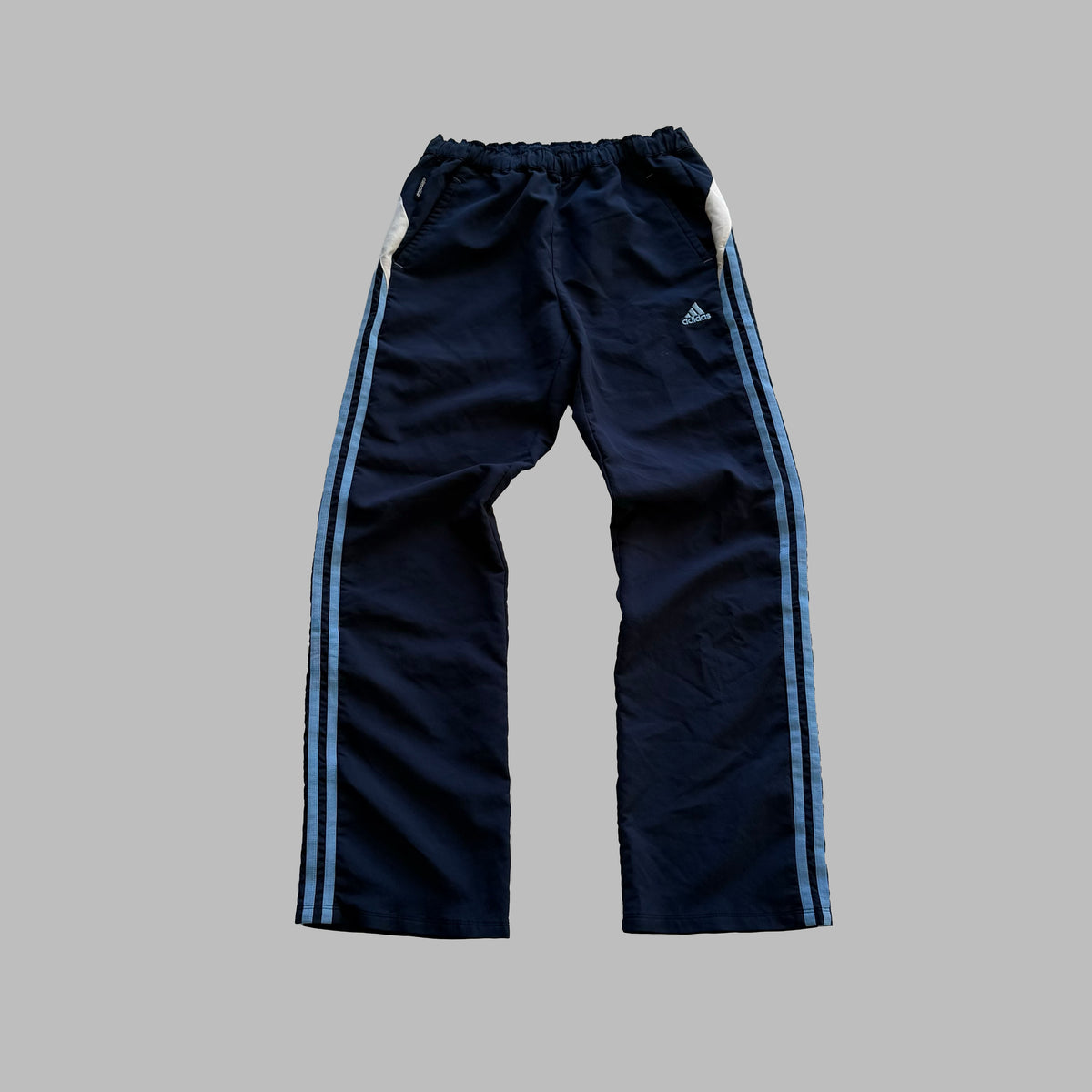 Y2K Adidas Three Stripe Straight Leg Track Pants - M
