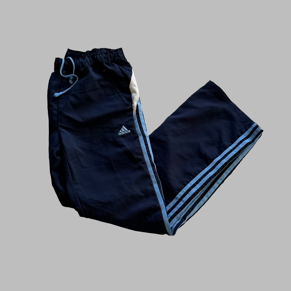 Y2K Adidas Three Stripe Straight Leg Track Pants - M