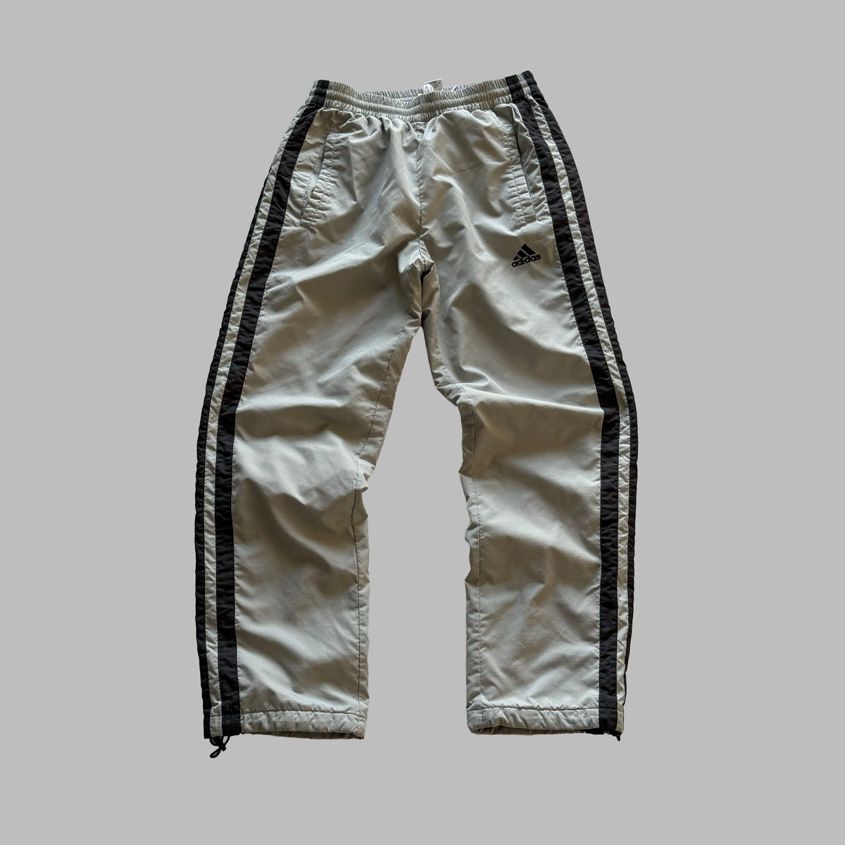 Y2K Adidas Three Stripe Wide Leg Active Track Pants - M