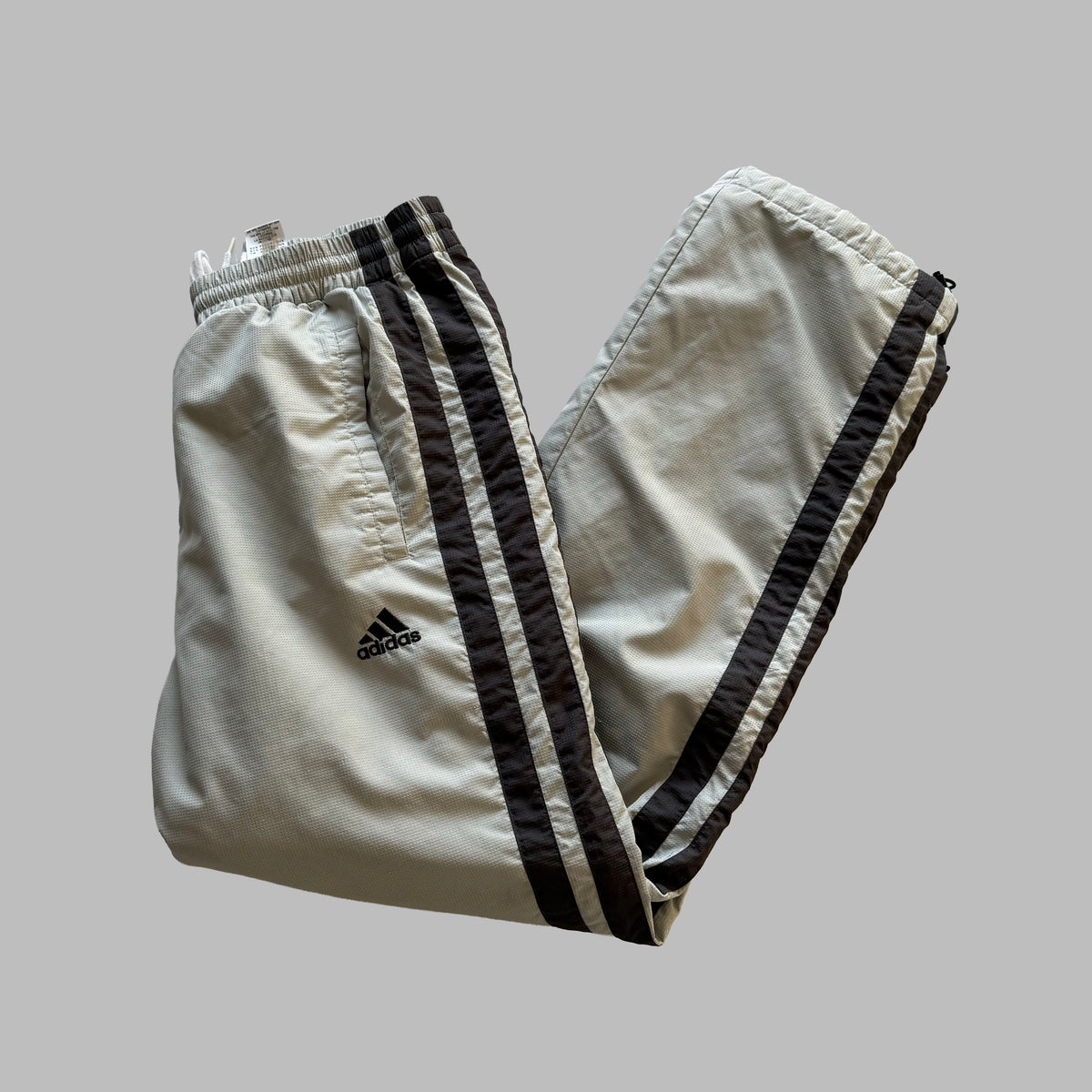 90s Adidas Three Stripe Heavyweight Track Pants - S