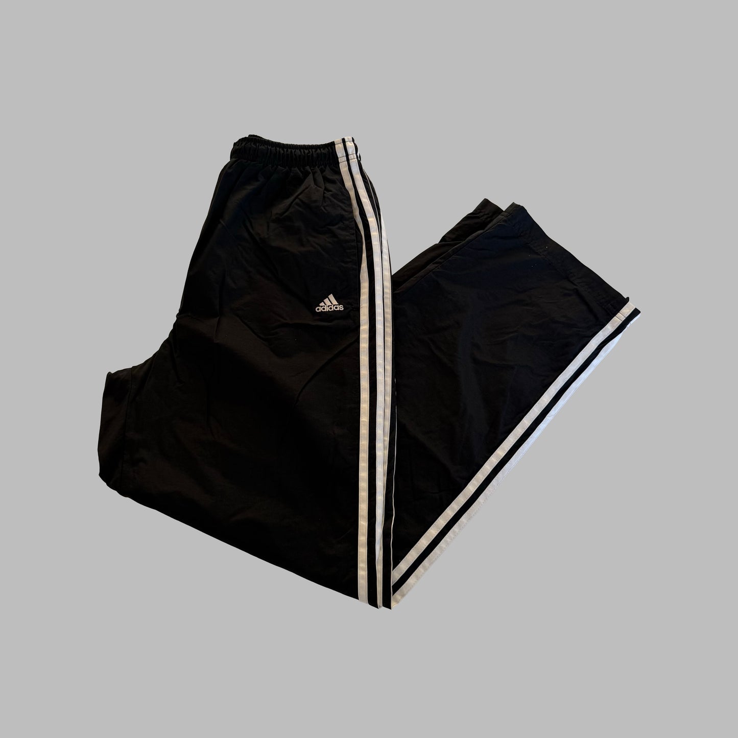 90s Adidas Three Stripe Wide Leg Track Pants - L
