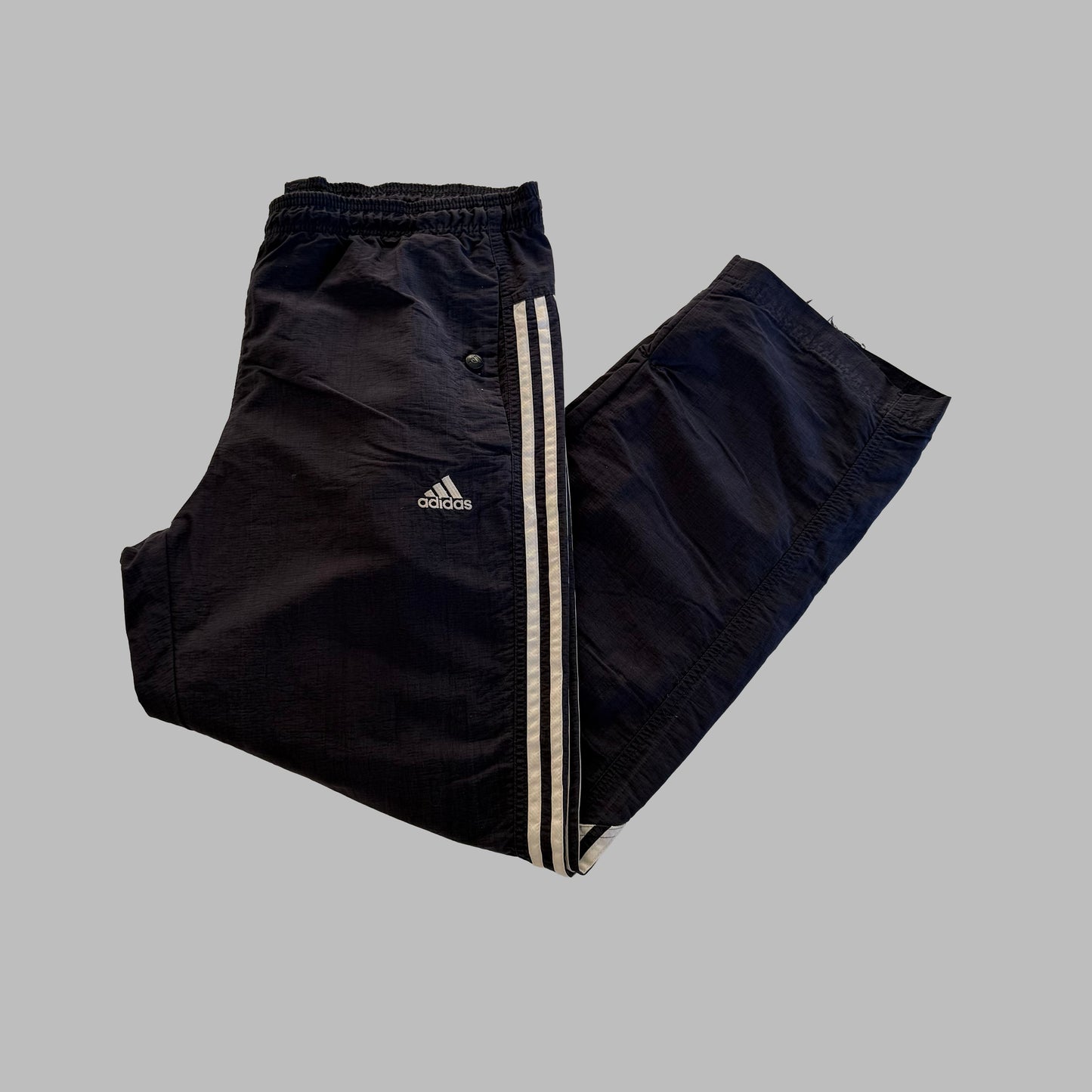 90s Adidas Three Stripe Wide Leg Track Pants - L