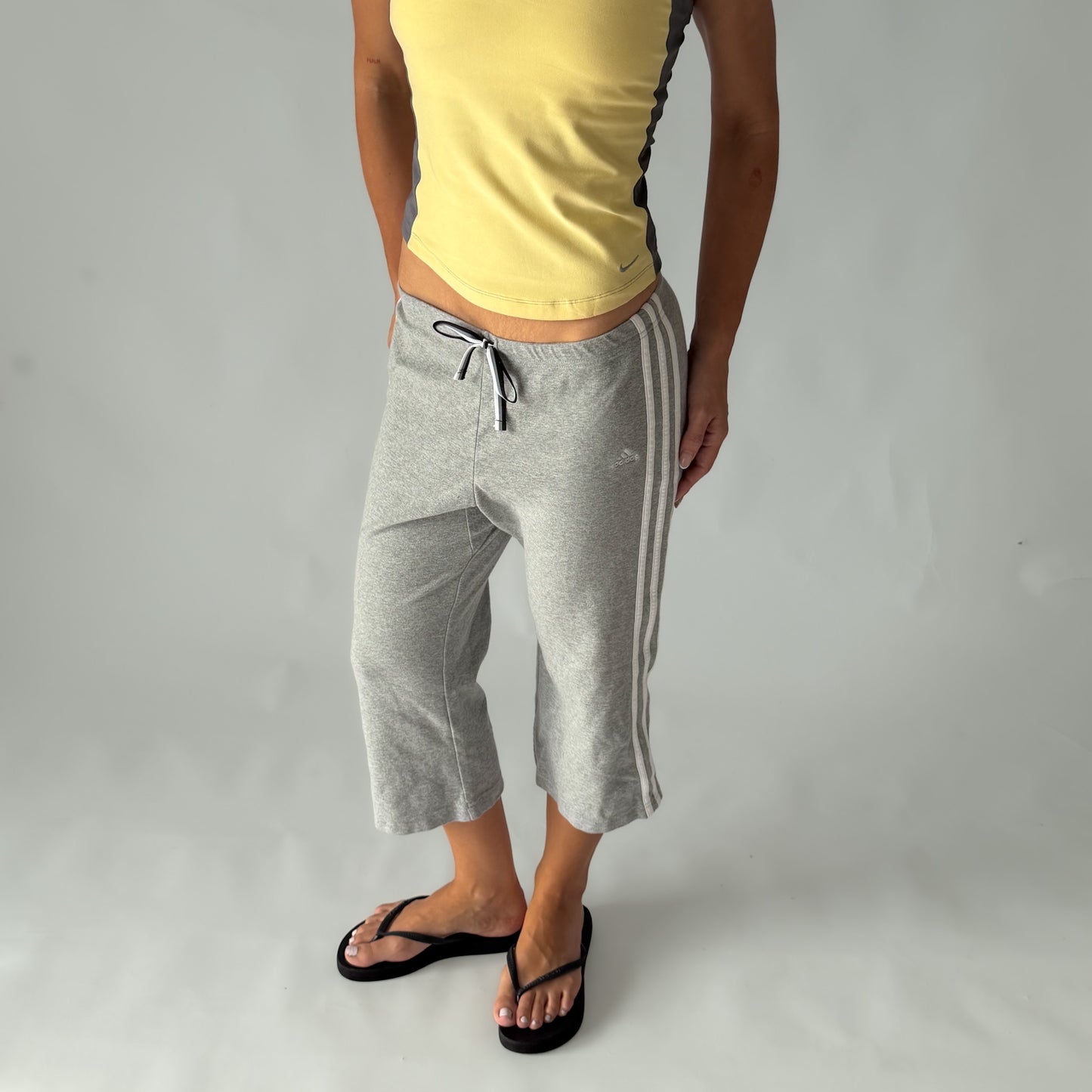 Y2K Adidas Three Stripe Cotton Capris - M