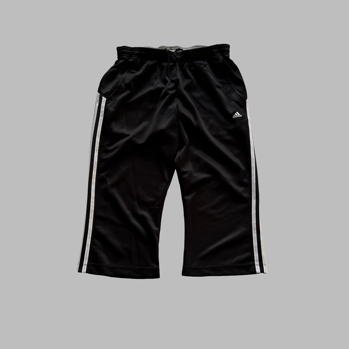 Y2K Adidas Three Stripe Wide Leg Capris - XS