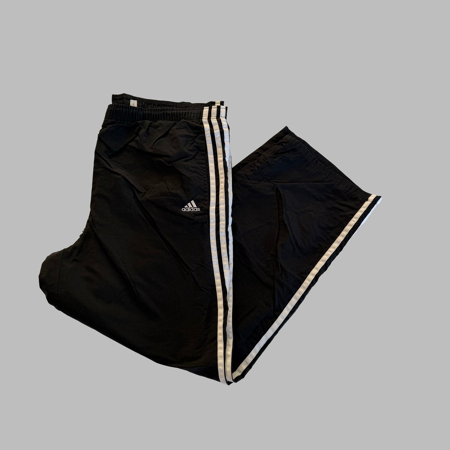 90s Adidas Three Stripe Wide Leg Track Pants - M