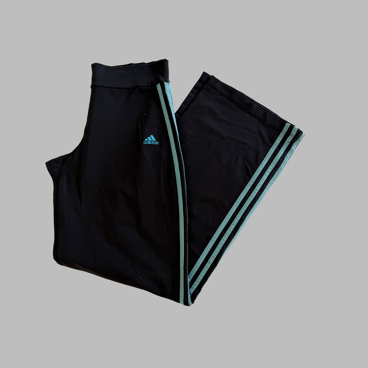Y2K Adidas Three Stripe Wide Leg Activewear Pants - M/L