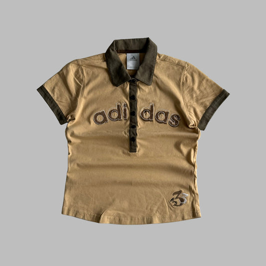 Y2K Adidas Spell Out Polo Top - L