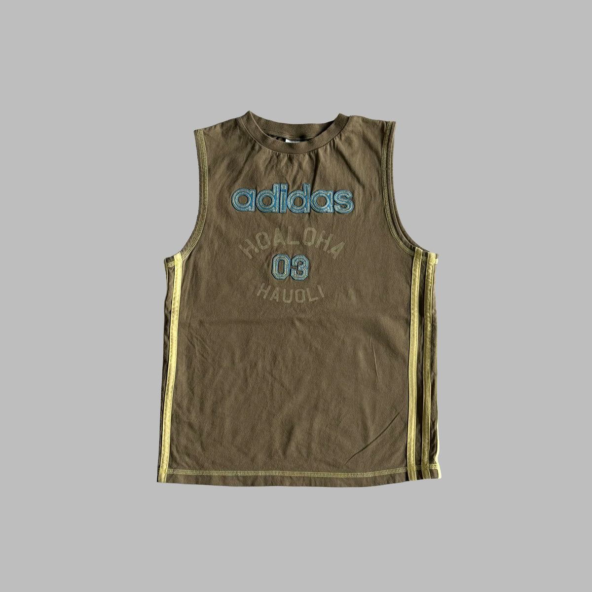 Y2K Adidas Spell Out Fitted Tank - S