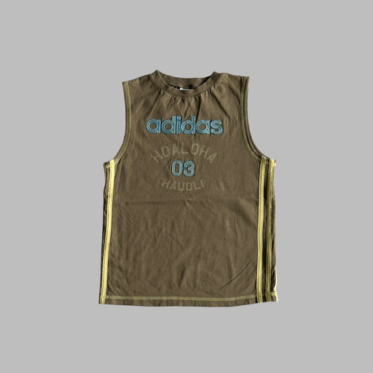 Y2K Adidas Spell Out Fitted Tank - S