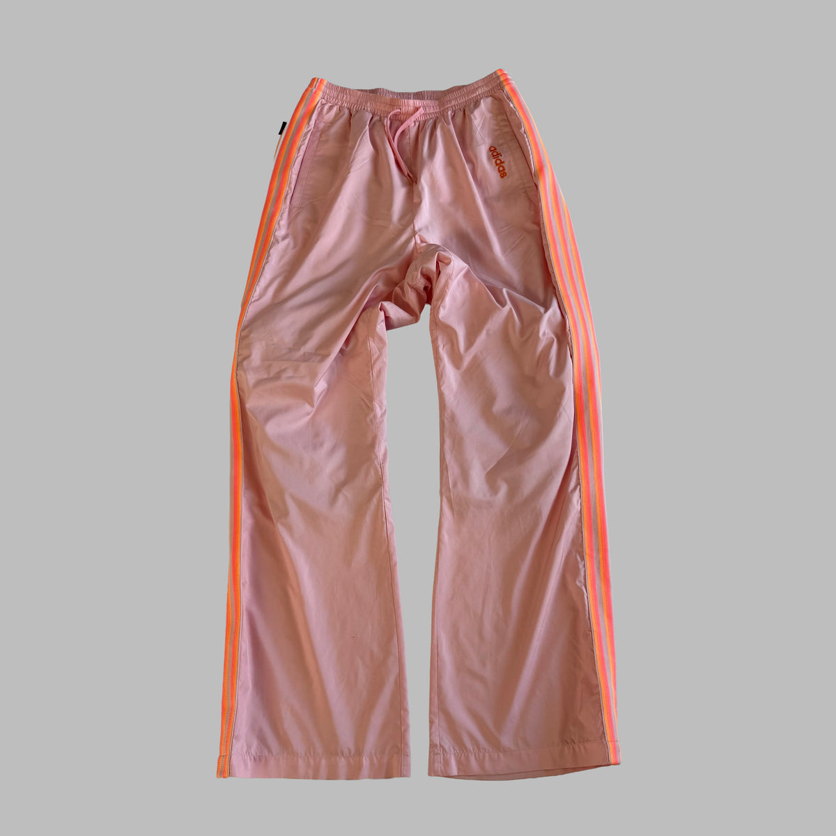 Y2K Adidas Three Stripe Wide Leg Track Pants - M