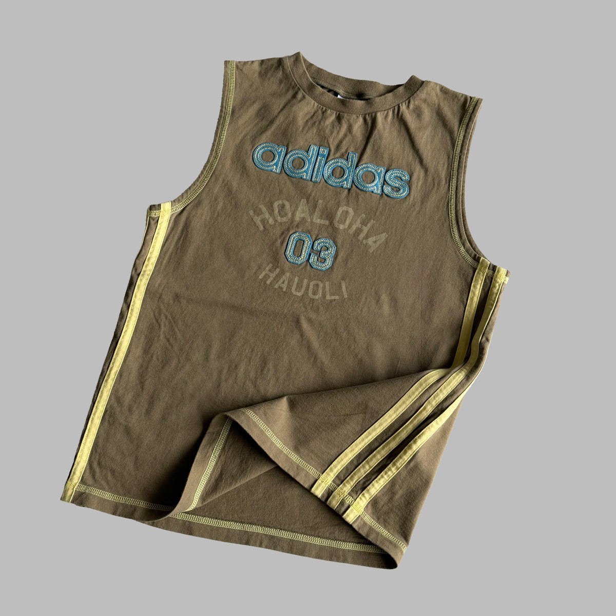 Y2K Adidas Spell Out Fitted Tank - S
