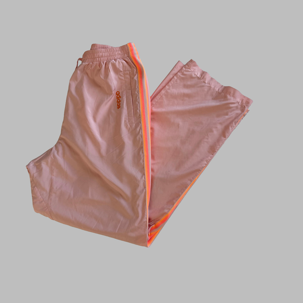 Y2K Adidas Three Stripe Wide Leg Track Pants - M