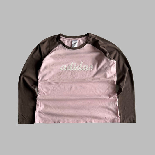 Y2K Adidas Spell Out Raglan Long Sleeve - M