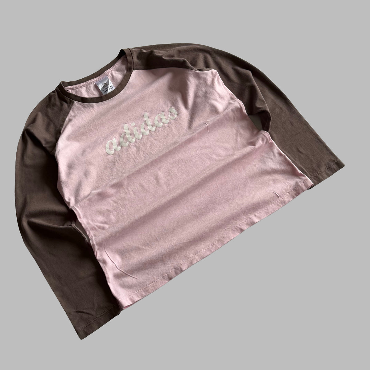 Y2K Adidas Spell Out Raglan Long Sleeve - M