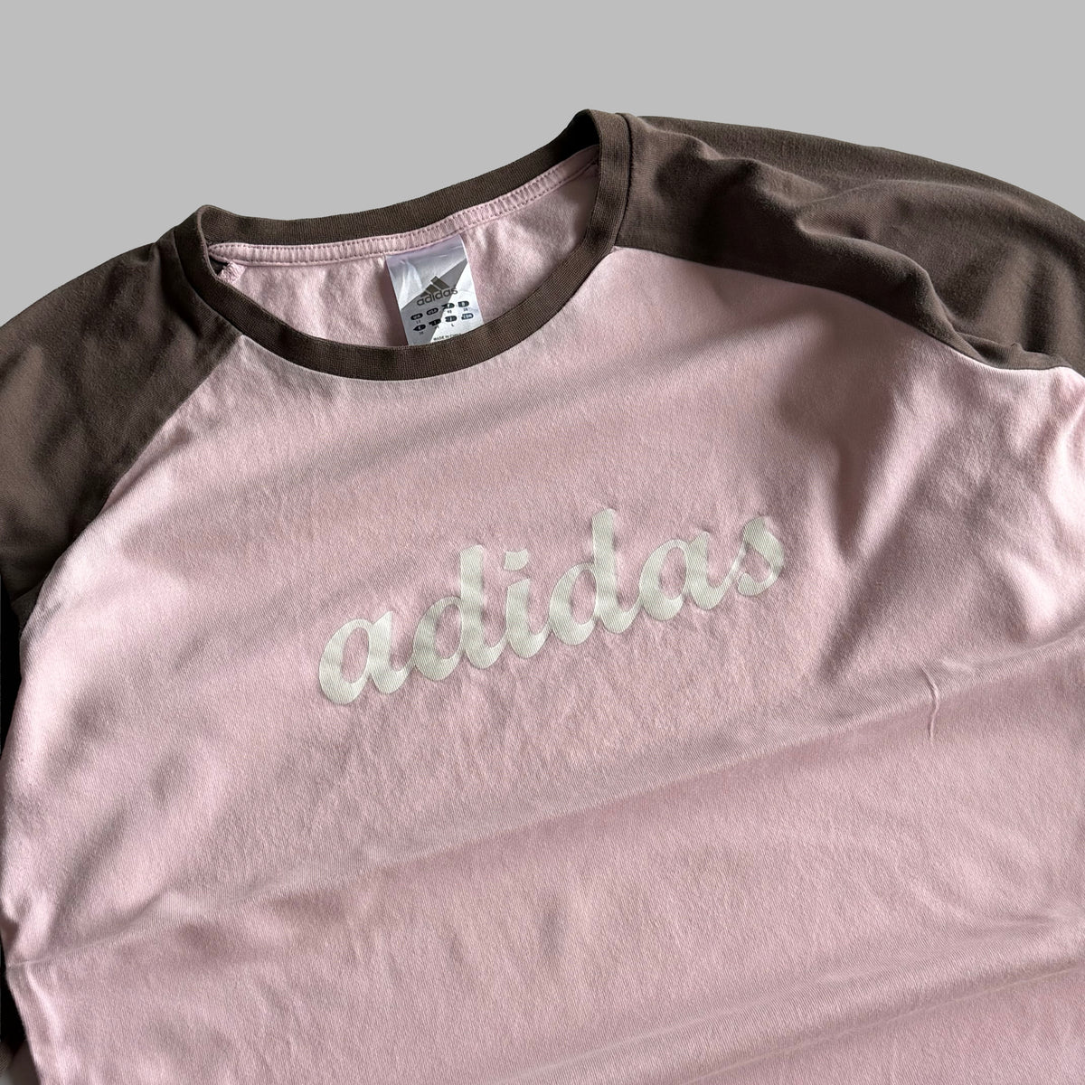 Y2K Adidas Spell Out Raglan Long Sleeve - M