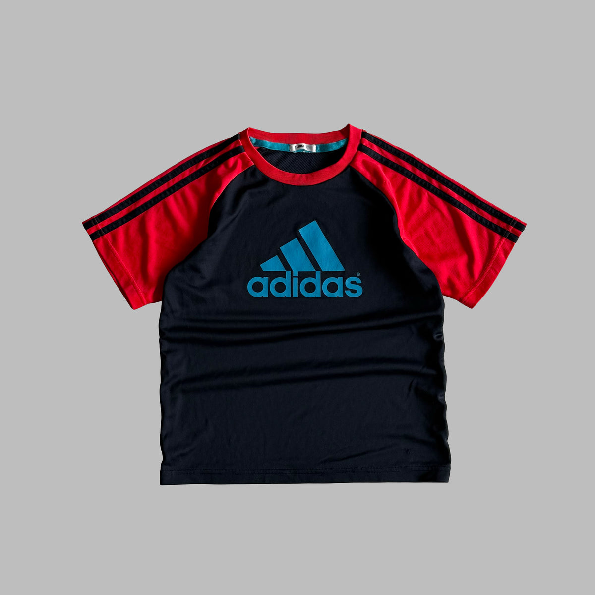Y2K Adidas Spell Out Raglan Baby Tee - M