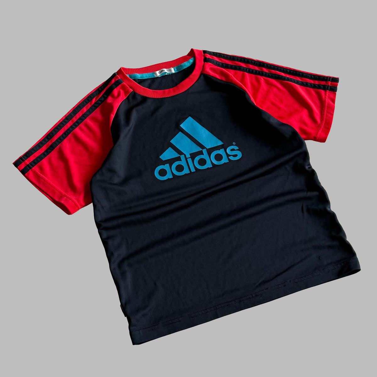 Y2K Adidas Spell Out Raglan Baby Tee - M