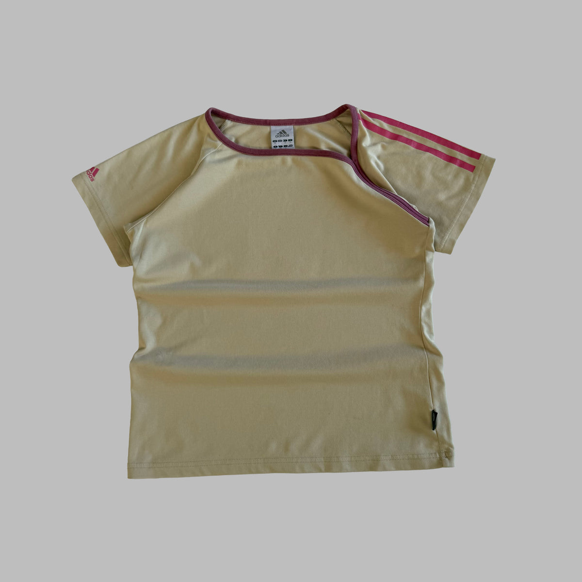 Y2K Adidas Asymmetrical Three Stripe Baby Tee - M