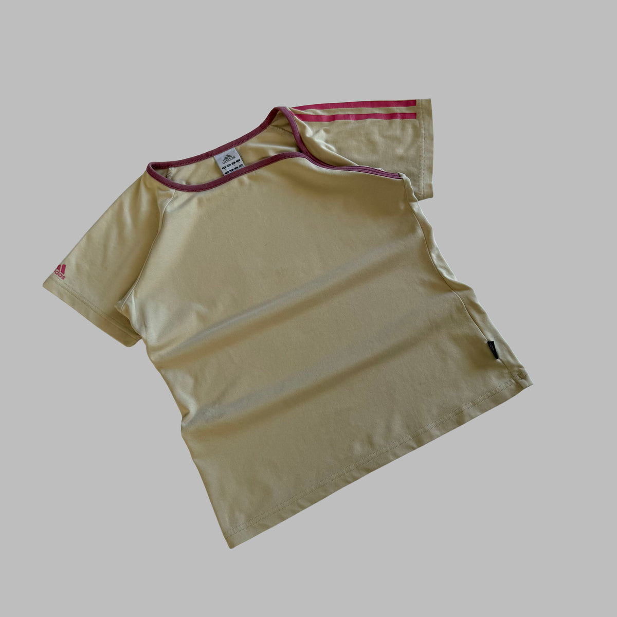 Y2K Adidas Asymmetrical Three Stripe Baby Tee - M