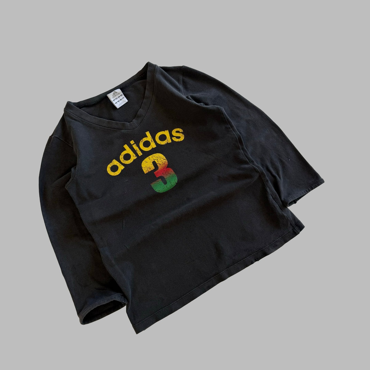 Y2K Adidas Spell Out 3/4 Sleeve Top - M