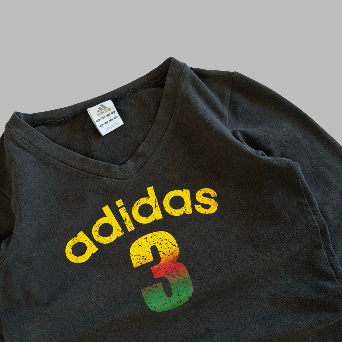 Y2K Adidas Spell Out 3/4 Sleeve Top - M