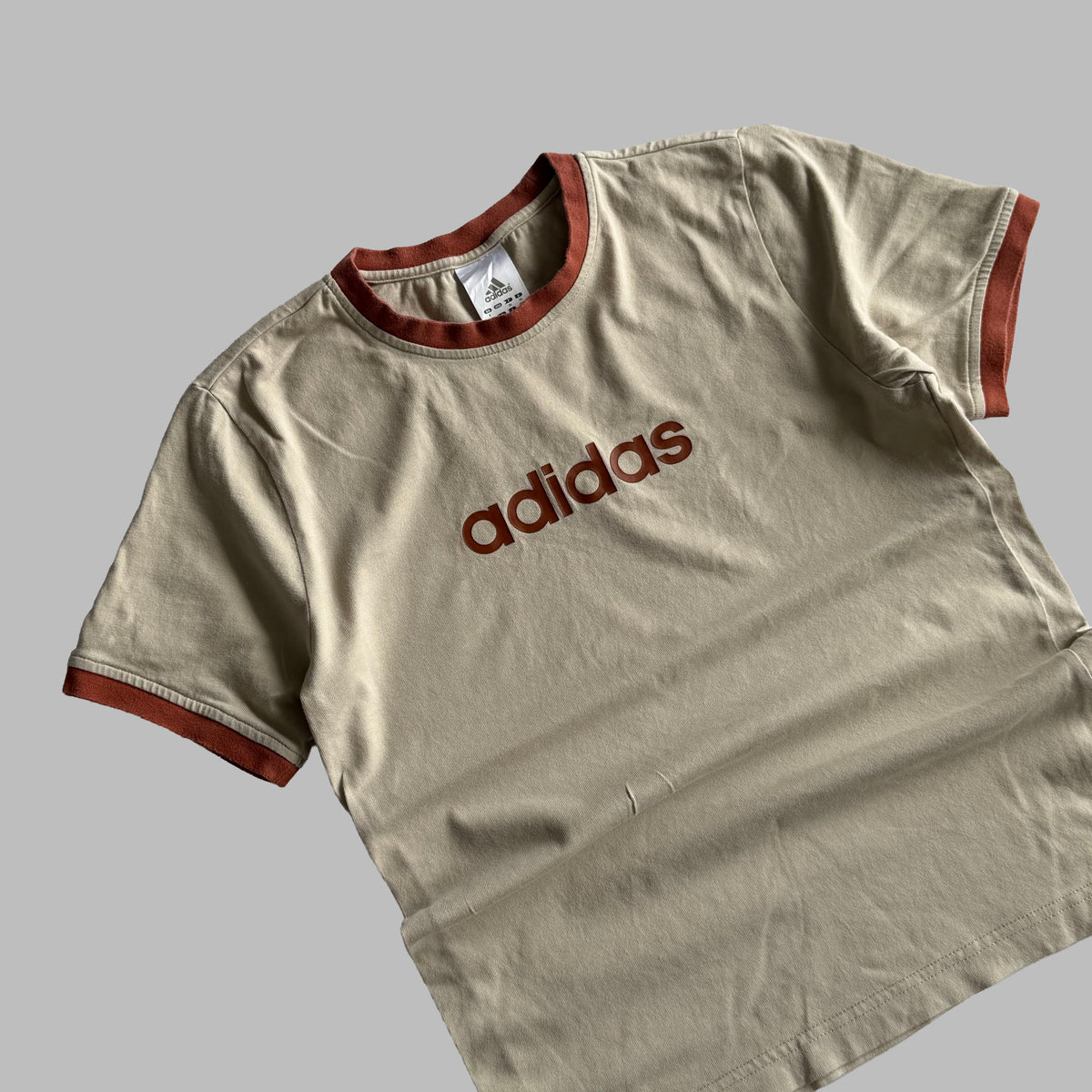 Y2K Adidas Spell Out Ringer Baby Tee - S