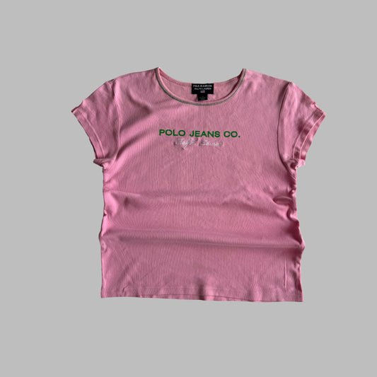 Y2K Ralph Lauren Polo Jeans Co Printed Baby Tee - L