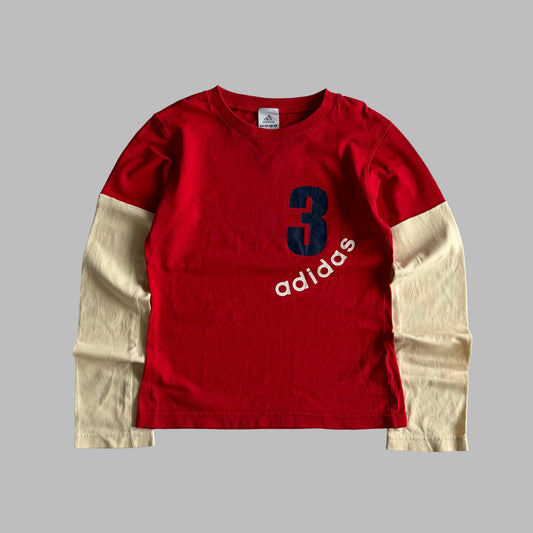 Y2K Adidas Spell Out Two Tone Long Sleeve - S