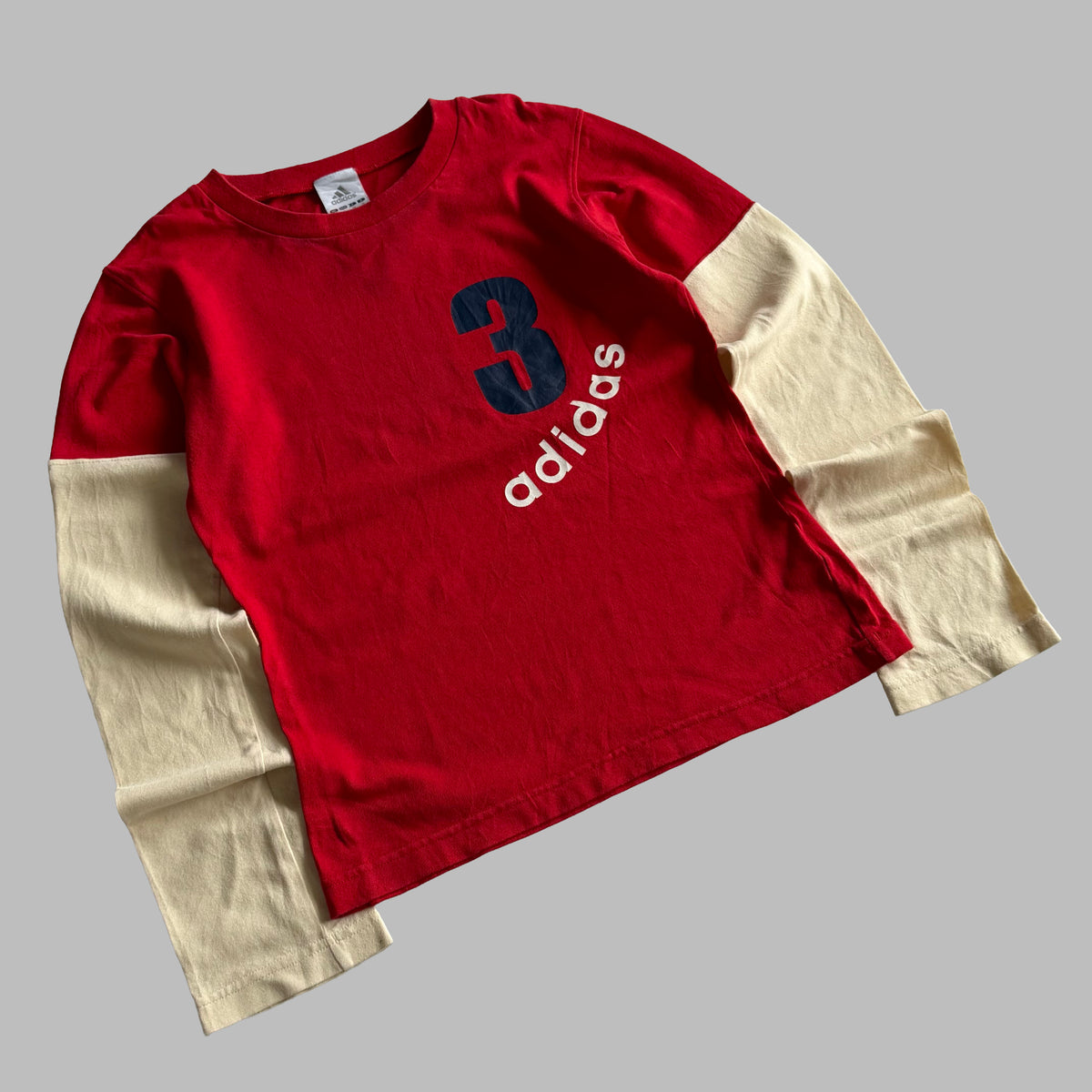 Y2K Adidas Spell Out Two Tone Long Sleeve - S