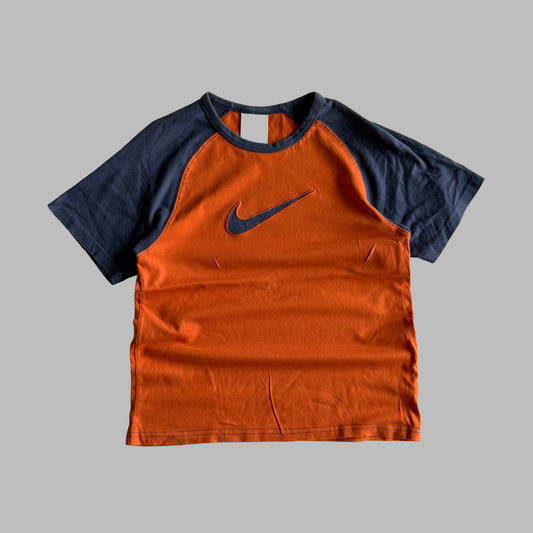 Y2K Nike Centre Swoosh Raglan Baby Tee - S