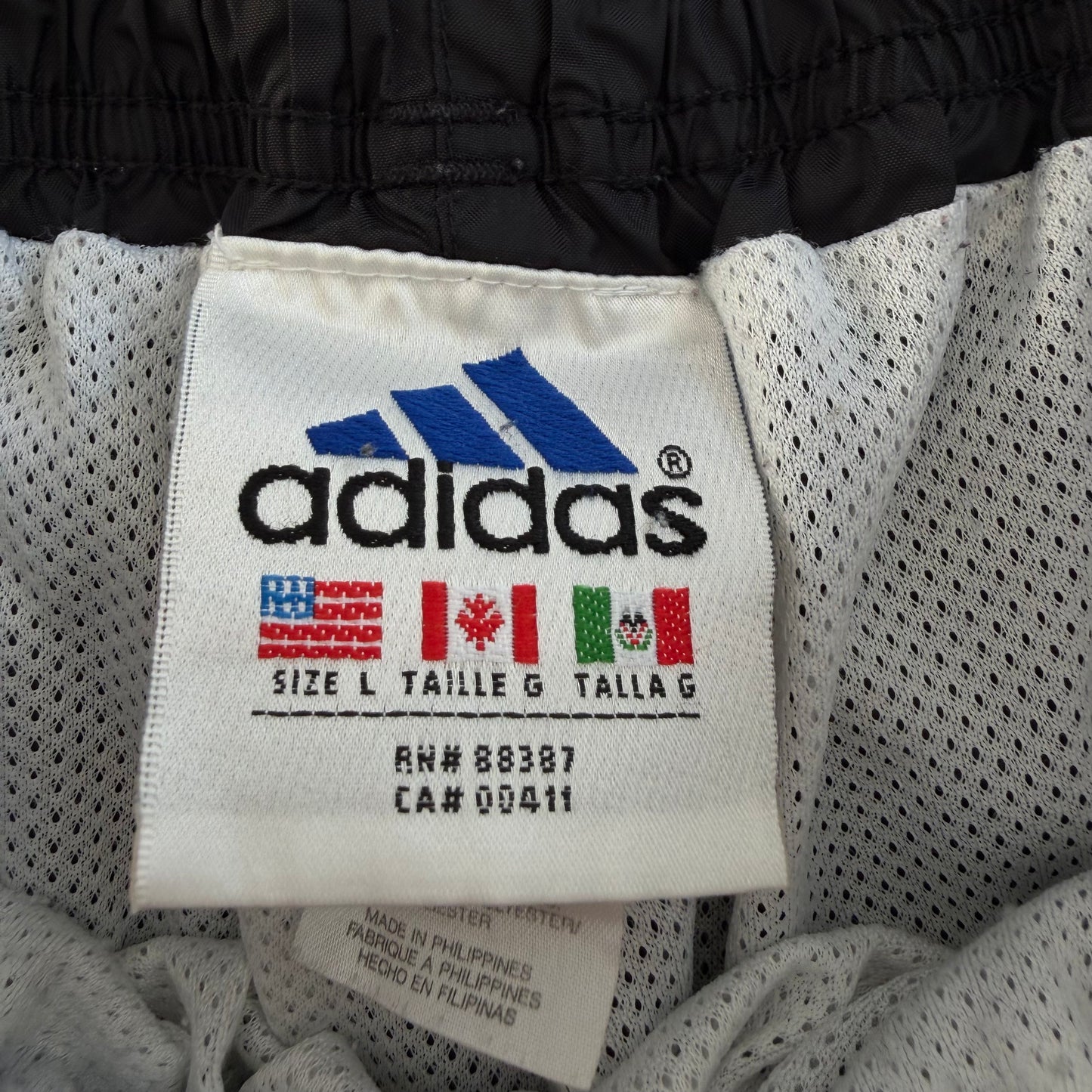 90s Adidas Three Stripe Wide Leg Track Pants - L